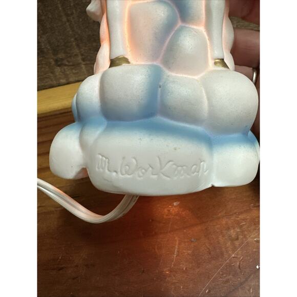 Vintage 1980s Baby Unicorn and Dad Unicorn Ceramic Figurine Hand Painted clouds - Picture 6 of 9